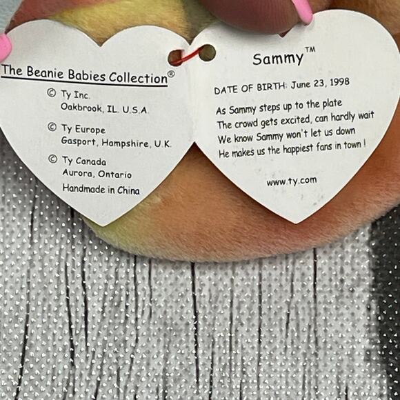Rare Sammy the Bear TY Beanie Baby - Retired w/Errors - Picture 3 of 7